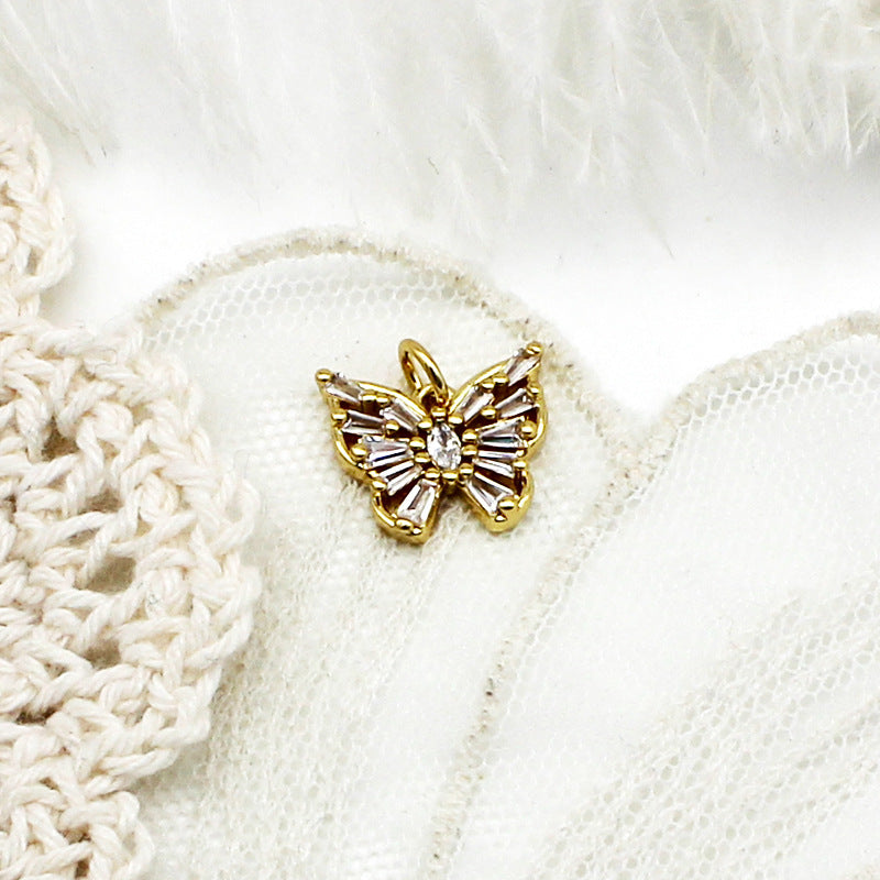 Wholesale Copper Micro Inlaid Color Zirconium Butterfly DIY Jewelry Accessories